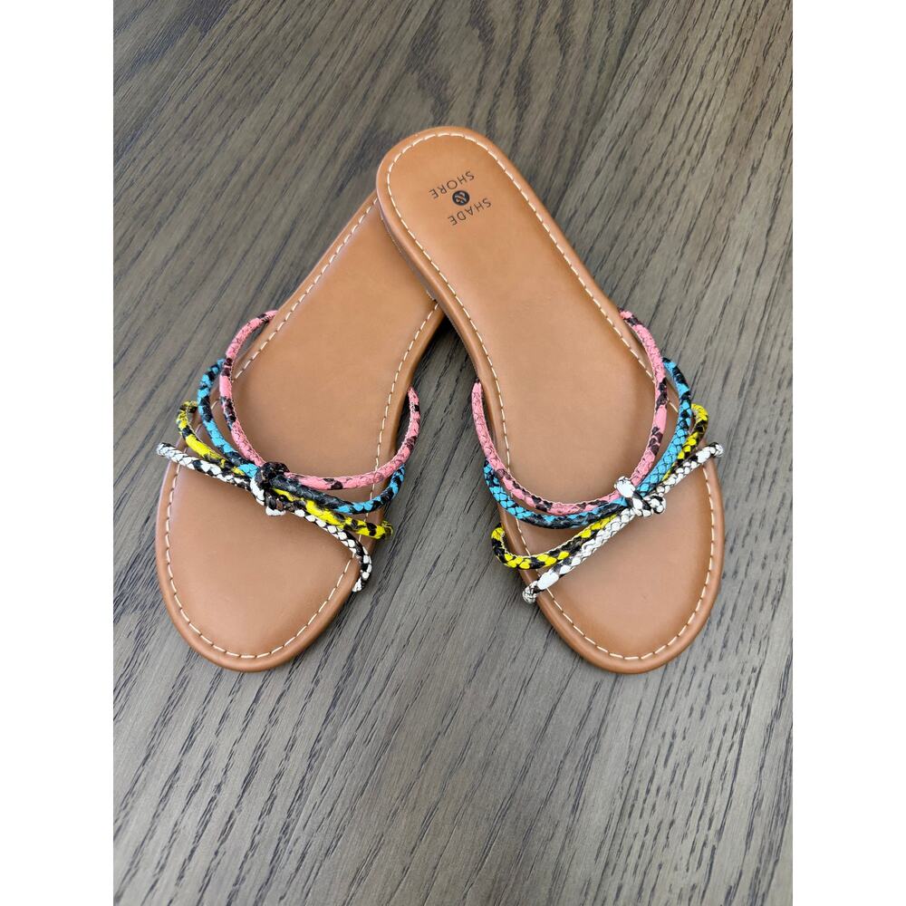 Shade & Shore Multicolor Snake Print Strap Slide Sandals Women’s 7